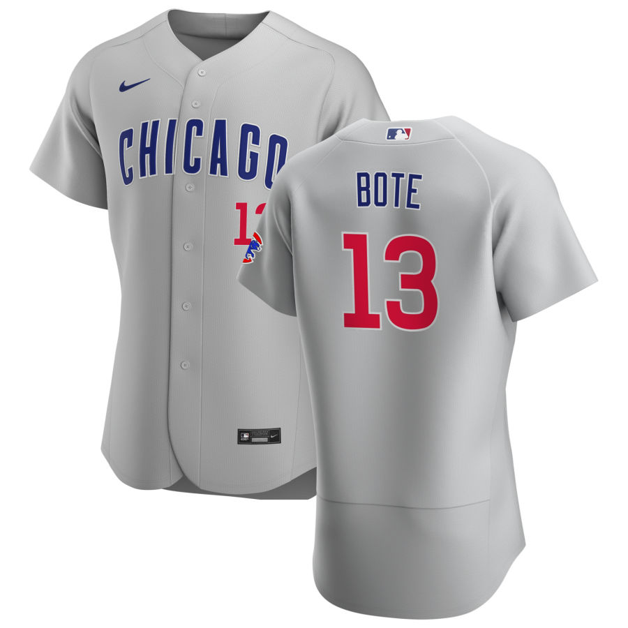 Chicago Cubs 13 David Bote Men Nike Gray Road 2020 Authentic Team Jersey